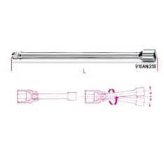 PROLUNGHE CON ATTACCHI QUADRO MASCHIO E FEMMINA 3/8" ANGOLARI L MM 250 CROMATE ART. 910AN/250   