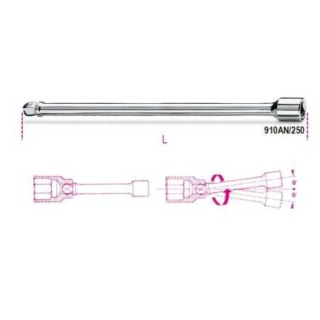 PROLUNGHE CON ATTACCHI QUADRO MASCHIO E FEMMINA 3/8" ANGOLARI L MM 250 CROMATE ART. 910AN/250   