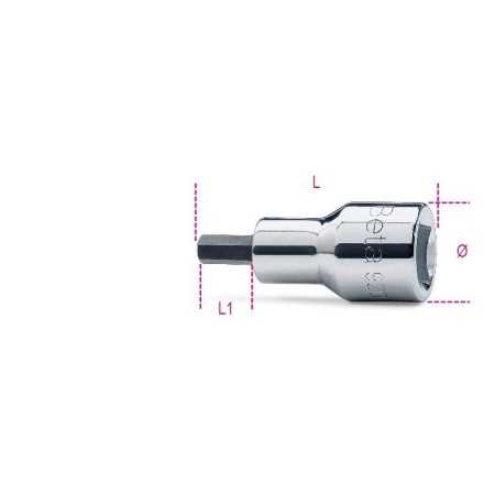 CHIAVI A BUSSOLA MASCHIO ESAGONALE CON ATTACCO QUADRO FEMMINA 1/2" CROMATE MM 3 ART. 920PE   