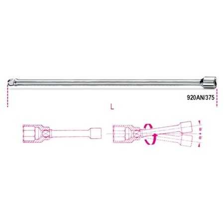 PROLUNGHE CON ATTACCHI QUADRI MASCHIO E FEMMINA 1/2" ANGOLARI CROMATE ART. 920AN/375   