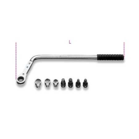 Kit chiave curva a cricchetto reversibile con inserti art. 1477K/7