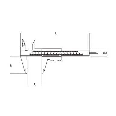 Calibro a corsoio in acciaio inossidabile temprato in astuccio di legno A Max mm 200 ar. 1654