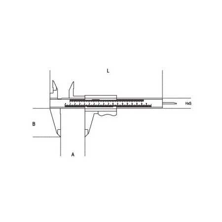 Calibro a corsoio in acciaio inossidabile temprato in astuccio di legno A Max mm 200 ar. 1654