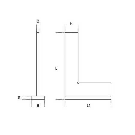 Squadre a cappello in acciaio normalizzato rettificate L mm 300 art. 1668A