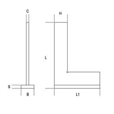 Squadre a cappello in acciaio non normate L mm 100 art. 1670A