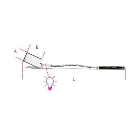 Specchietto flessibile rettangolare con illuminazione L mm 553 art. 1715FL/B