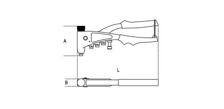 Rivettatrice per inserti filettati con 4 testine intercambiabili e 4 perni art 1742
