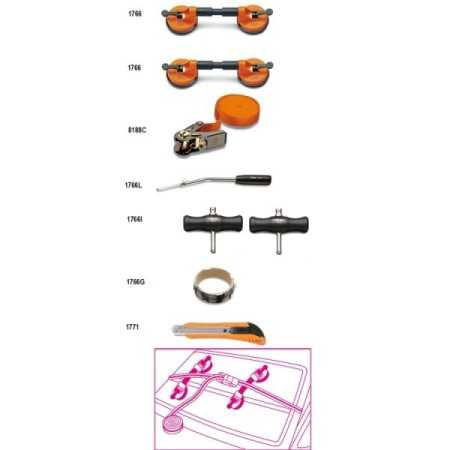 Assortimento di 8 utensili per cristalli auto art 1766/8