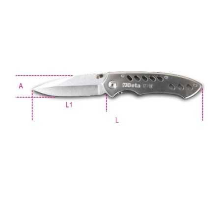 Coltello a serramanico lama ed impugnatura in acciaio inossidabile • in astuccio art 1778D