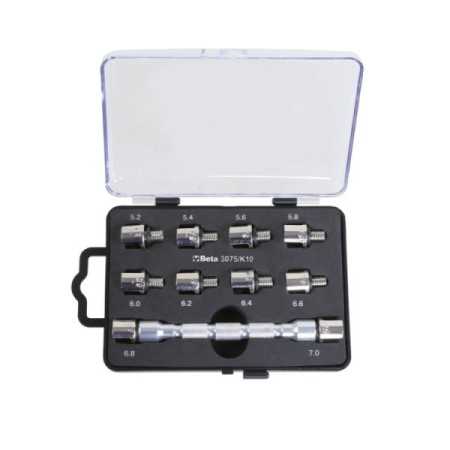Set chiave universale a testina intercambiabile e 10 inserti, per serraggio raggi ruote art 3075/K10