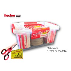 FISCHER 524413 VASCHETTA 800 CHIODI PERCUSSIONE + 6 BANDELLE TESSUTO + FORBICE
