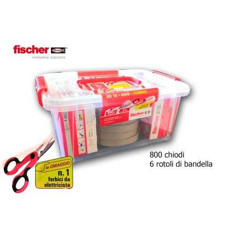 FISCHER 524413 VASCHETTA 800 CHIODI PERCUSSIONE + 6 BANDELLE TESSUTO + FORBICE
