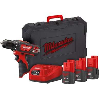 Trapano avvitatore 12V Milwaukee BDD-153C in Kit con 3 Batterie 1.5Ah