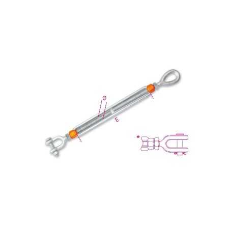 TENDITORE AD OCCHIO E FORCELLA AD ALTA RESISTENZA ZINCATI A CALDO 8110 1/2X9 M12x230 