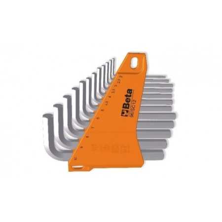 SERIE 12 CHIAVI MASCHIO ESAGONALE PIEGATE CROMATE CON SUPPORTO IN PLASTICA ART.  96/SC12