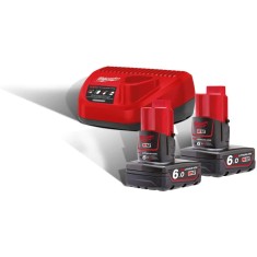 Milwaukee 2x 12 V/6,0 Ah batteria M12 B6 E CARICABATTERIA C12 C (Set M12 nrg-602)