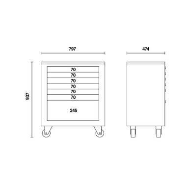 Cassettiera Mobile Con 7 Cassetti Per Arredo Officina - Beta C55C7