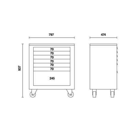 Cassettiera Mobile Con 7 Cassetti Per Arredo Officina - Beta C55C7