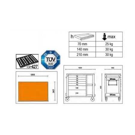Cassettiera mobile con 7 cassetti e ripiani laterali RSC24L/7 - Beta