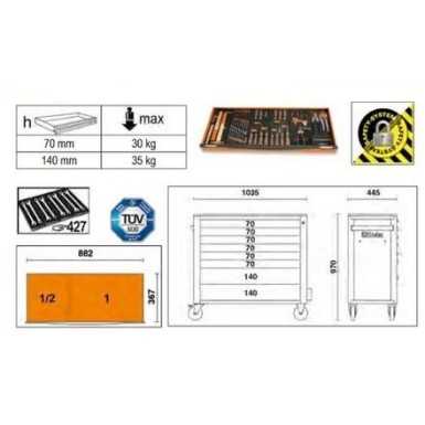 Cassettiera Mobile Con 8 Cassetti, Con Sistema Antiribaltamento, Modello Lungo - Beta RSC24AXL/8