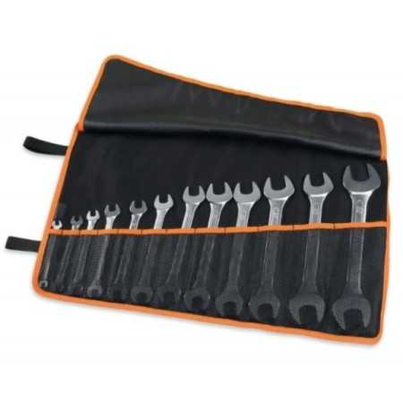 Serie di 12 chiavi a forchetta 55 doppie in busta avvolgibile di poliestere resistente 55/B12N