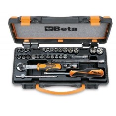 Assortimento Di 11 Chiavi A Bussola Esagonali Colorate E 13 A Giravite Colorate E 6 Accessori In Cassetta Di Lamiera - Beta