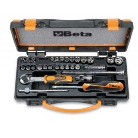 Assortimento Di 11 Chiavi A Bussola Esagonali Colorate E 13 A Giravite Colorate E 6 Accessori In Cassetta Di Lamiera - Beta