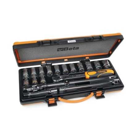 Assortimento Di 14 Chiavi A Bussola Esagonali Colorate E 5 Accessori In Cassetta Di Lamiera - Beta 920MC/C14