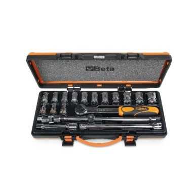 Assortimento Di 14 Chiavi A Bussola Esagonali Colorate E 5 Accessori In Cassetta Di Lamiera - Beta 920MC/C14