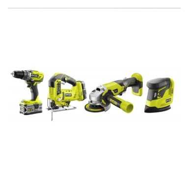 Ryobi R18CK4B-252S Kit 4 Utensili 18v Con Doppia Batteria 2,0ah E 5,0ah Con Borsone Incluso