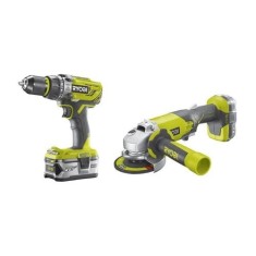 Kit trapano e smerigliatrice a batteria 18V Ryobi R18PDAG-242S 2