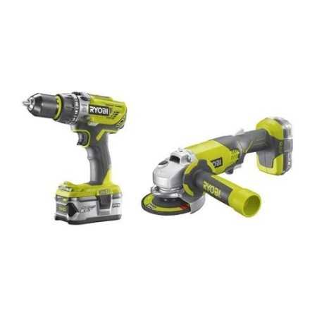 Kit trapano e smerigliatrice a batteria 18V Ryobi R18PDAG-242S