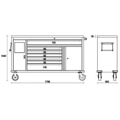 Cassettiera Mobile Work Station Con 7 Cassetti E Cestino Portarifiuti Integrato - Beta C45PRO MWS/W