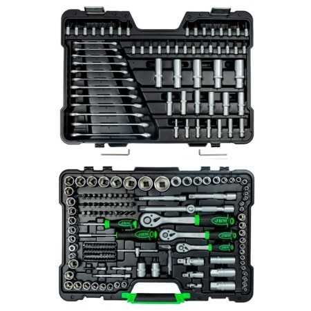 VALIGETTA PORTAUTENSILI DA 216 PEZZI CON BUSSOLE ESAGONALI SATINATE