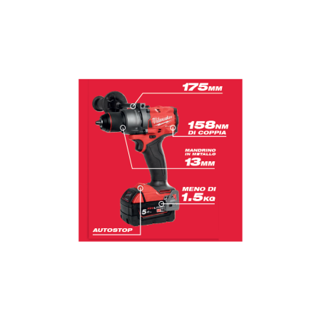 Trapano avvitatore Milwaukee M18 FPD3-502X Fuel a percussione