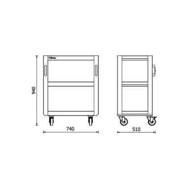 Carrello Beta a 3 ripiani per arredo officina RSC50 T3