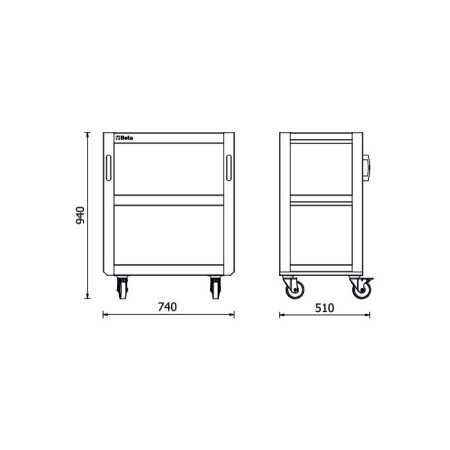 Carrello Beta a 3 ripiani per arredo officina RSC50 T3