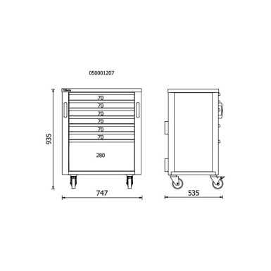 Cassettiera mobile Beta con 7 cassetti per arredo officina RSC50 C7