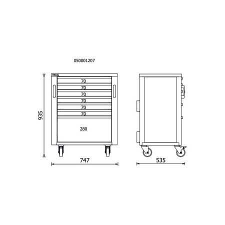 Cassettiera mobile Beta con 7 cassetti per arredo officina RSC50 C7