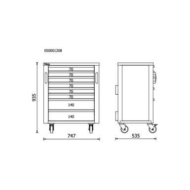 Cassettiera mobile Beta con 8 cassetti per arredo officina RSC50 C8