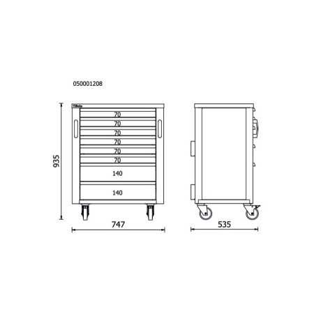 Cassettiera mobile Beta con 8 cassetti per arredo officina RSC50 C8