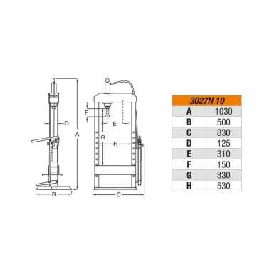 Pressa Idraulica Da Banco Con Pistone Mobile 10 Tonnellate - Beta 3027N 10