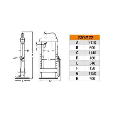 Pressa Idraulica 30 Tonnellate Con Pistone Mobile Ed Argano - Beta 3027N 30