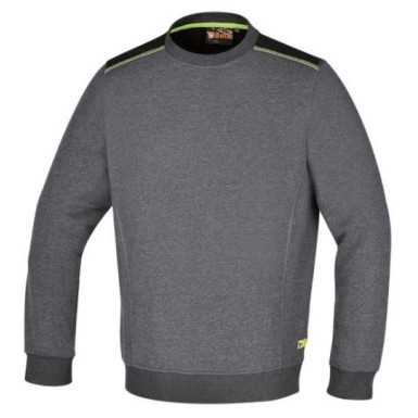 Felpa Girocollo Con Inserti Neri Sulle Spalle E Dettaglio Verde Fluo - Beta 7642G