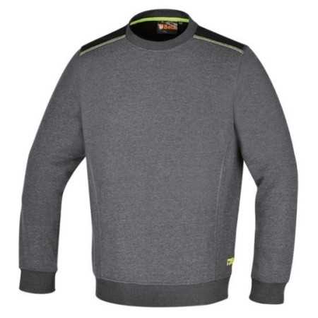 Felpa Girocollo Con Inserti Neri Sulle Spalle E Dettaglio Verde Fluo - Beta 7642G