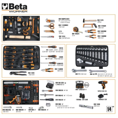 Valigia allestita Beta BW 2056E 12V/19P con avvitatore e 147 utensili