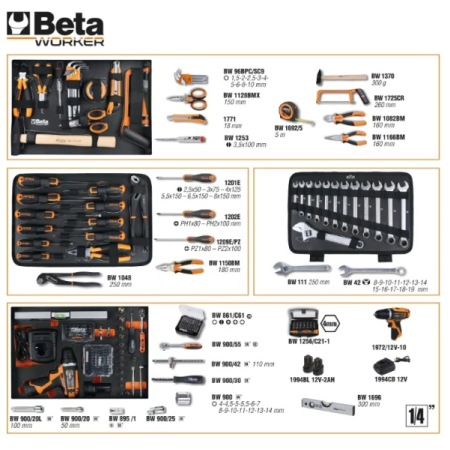 Valigia allestita Beta BW 2056E 12V/19P con avvitatore e 147 utensili