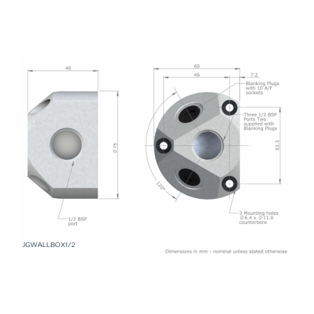 Blocchetto di derivazione alluminio 1/2" per aria compressa