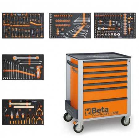 Cassettiera mobile Beta Worker BW 2400S 7/E-M con 7 cassetti e 309 utensili inclusi
