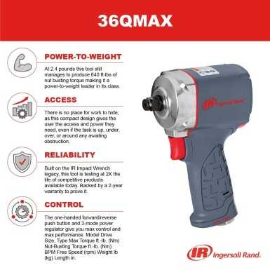 Avvitatore Ingersoll Rand 36QMAX tipo corto con 1/2 "quadrato